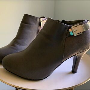 Gray Faux suede, side zip